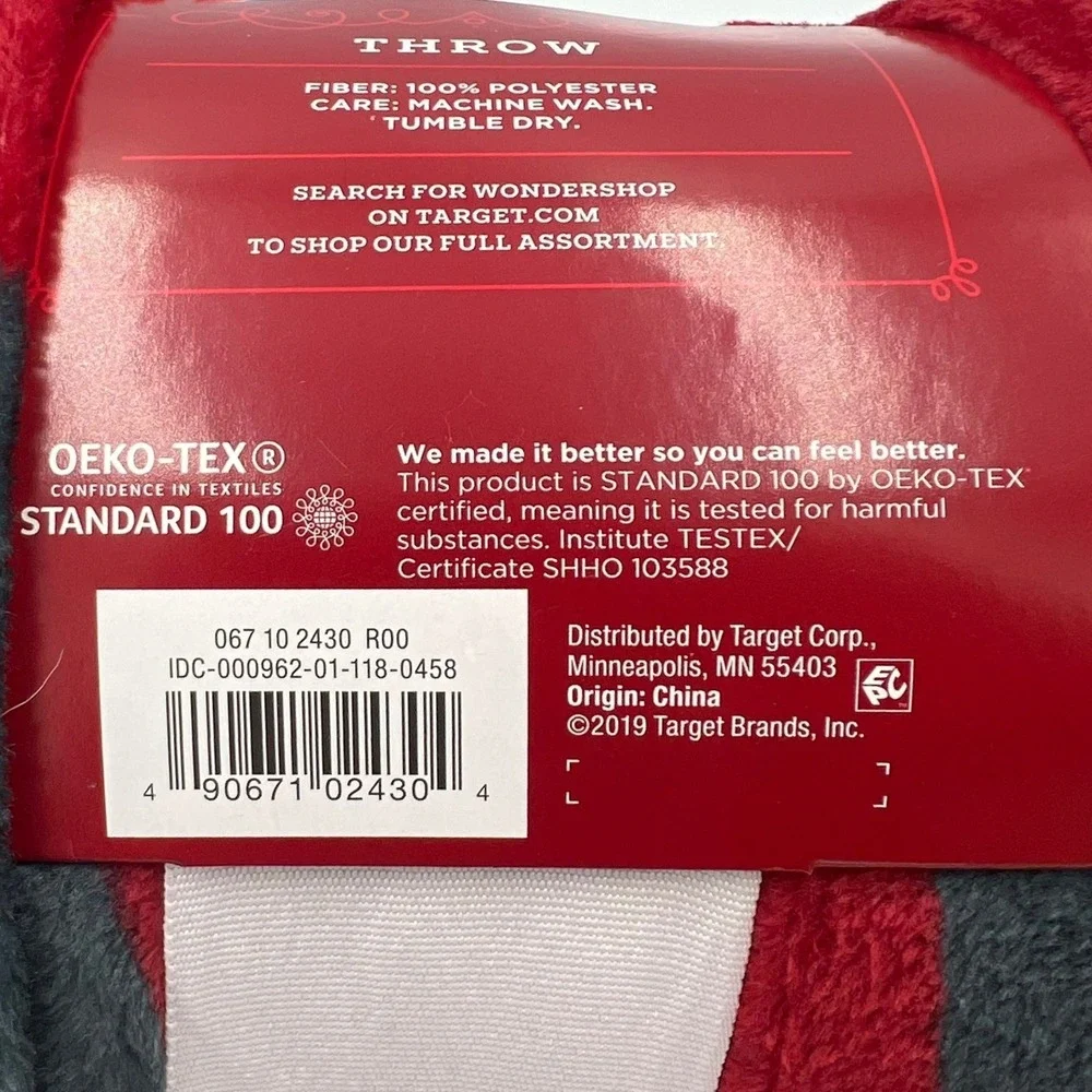 Wondershop Plush Throw Blanket Unisex 50x60 Red New Buffalo Plaid 067-10-2430